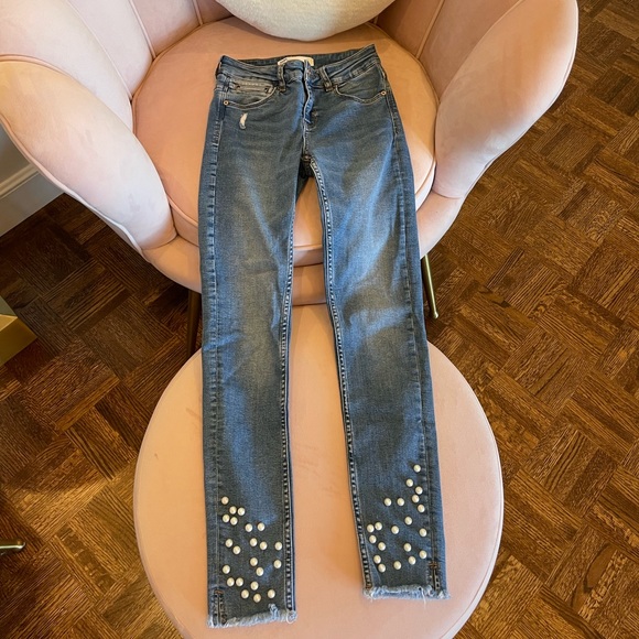Zara pearl studded jeans